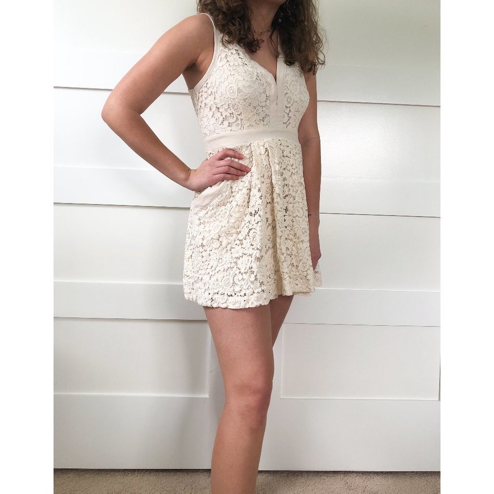 Free People Cream Lace Tank Dress